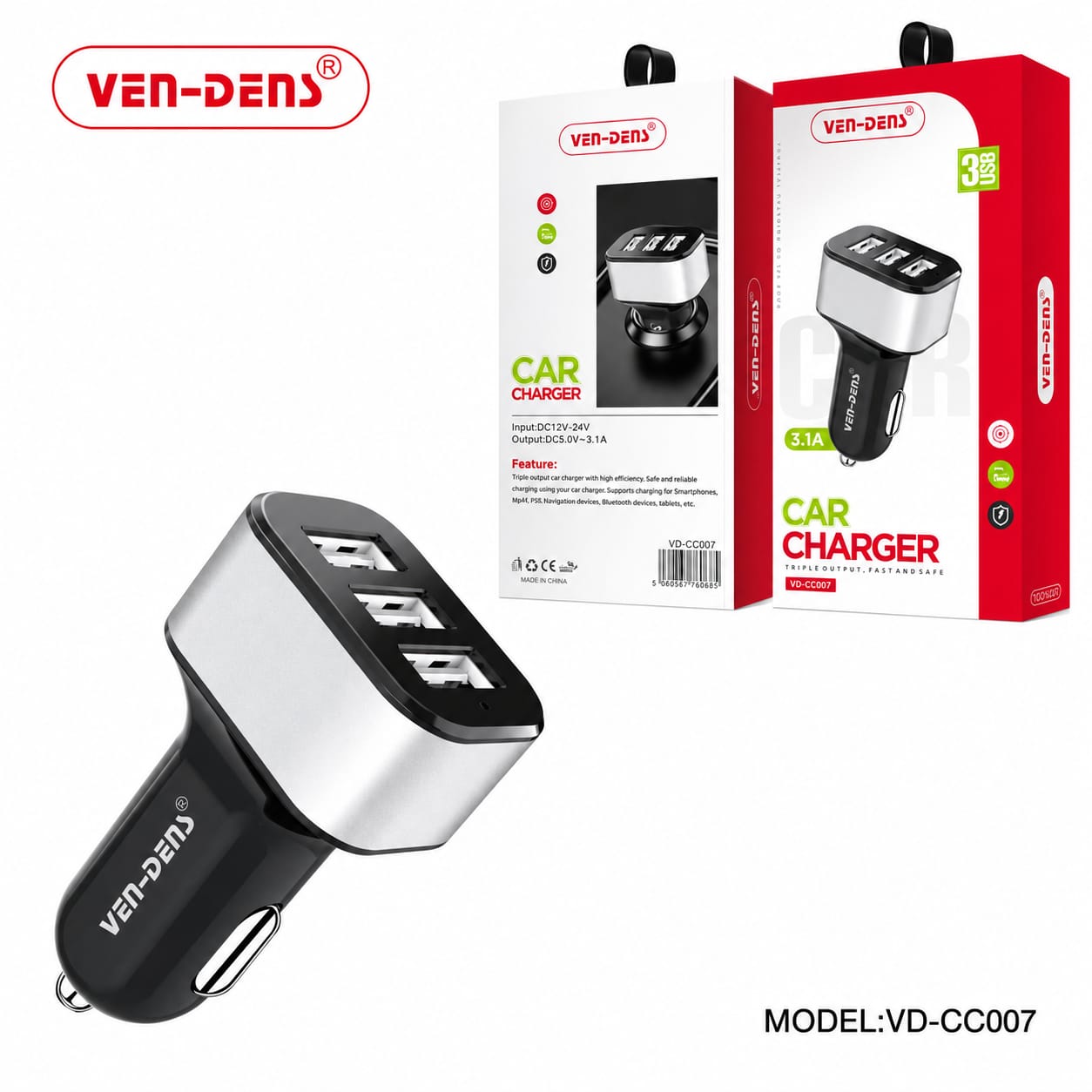 3-Port USB Car Charger