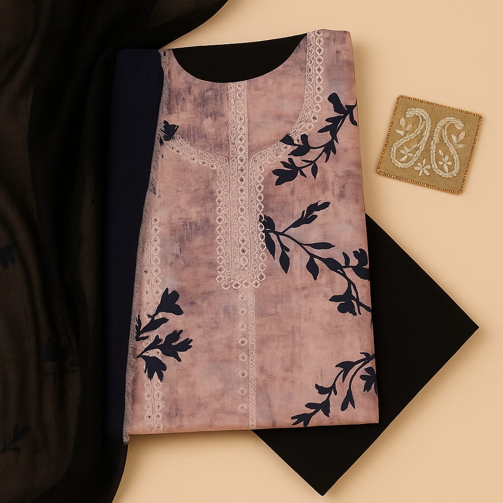 Blush Noir – Unstitched 2-Piece Chikankari Lawn Suit