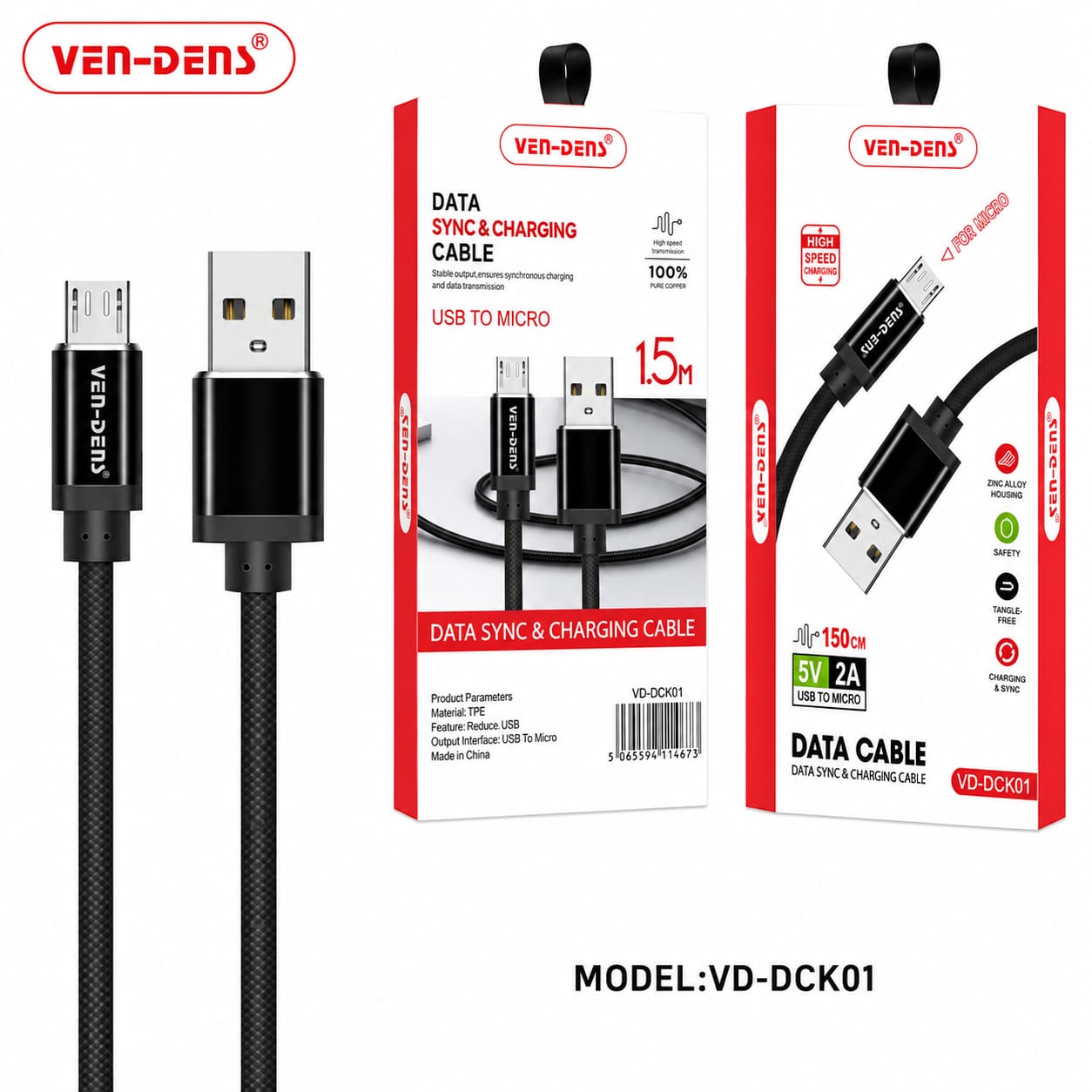 USB-A to Micro USB Fast Charging &amp; Data Cable