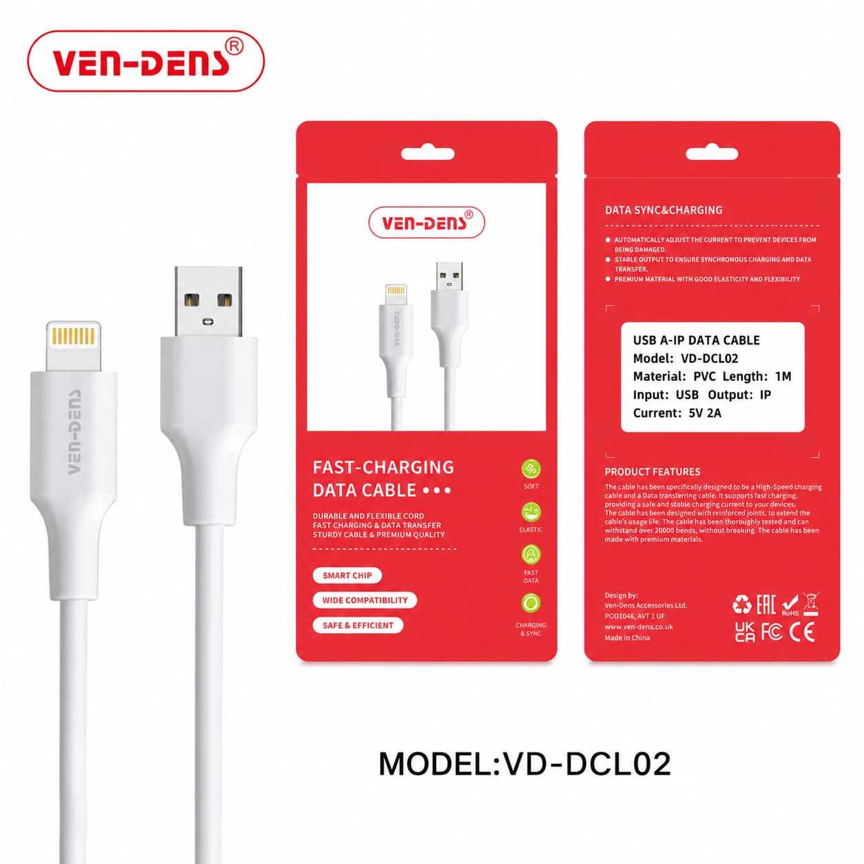 USB-A to Lightning Fast Charging & Data Cable 1M