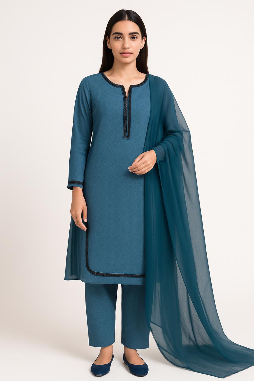 Nura – Blue Grace Cotton Ensemble - 3 Peice