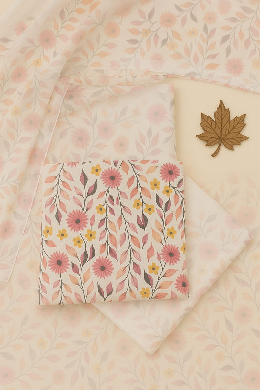 Mehr White Bloom - 3 Peice Lawn Ensemble